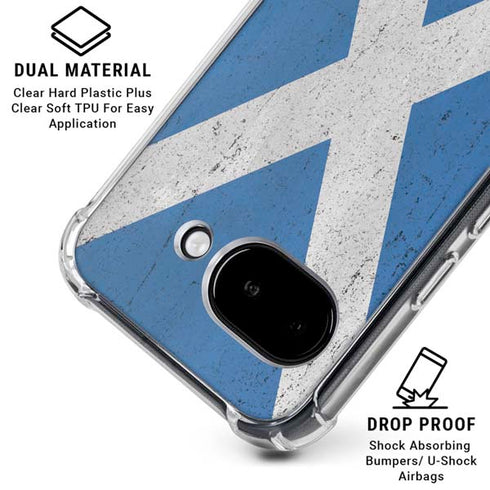 Scotland Flag Distressed Google Pixel 9a Clear Case